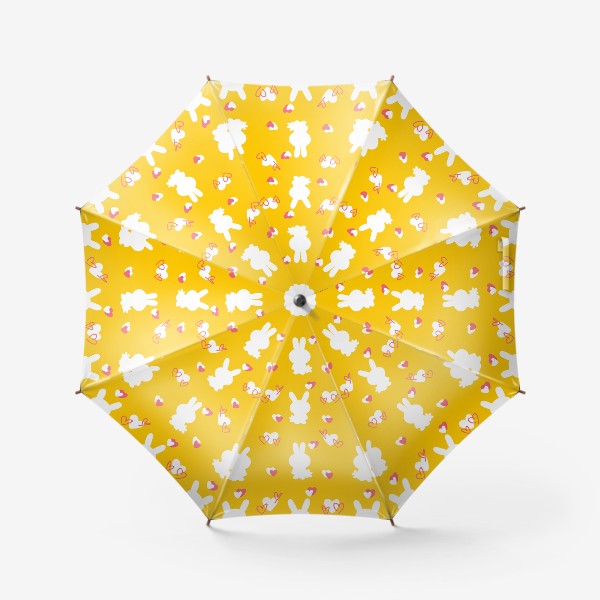 Зонт «Кролики и сердечки, пасхальный желтый»