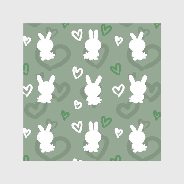 Скатерть «Кролики и сердечки, пасхальный зеленый»