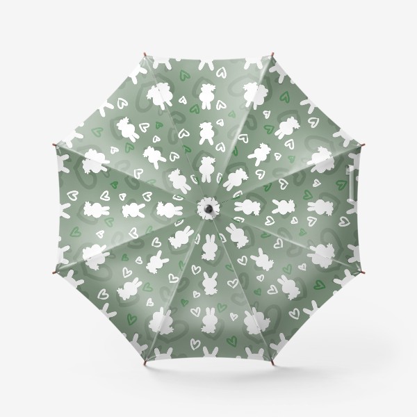 Зонт «Кролики и сердечки, пасхальный зеленый»
