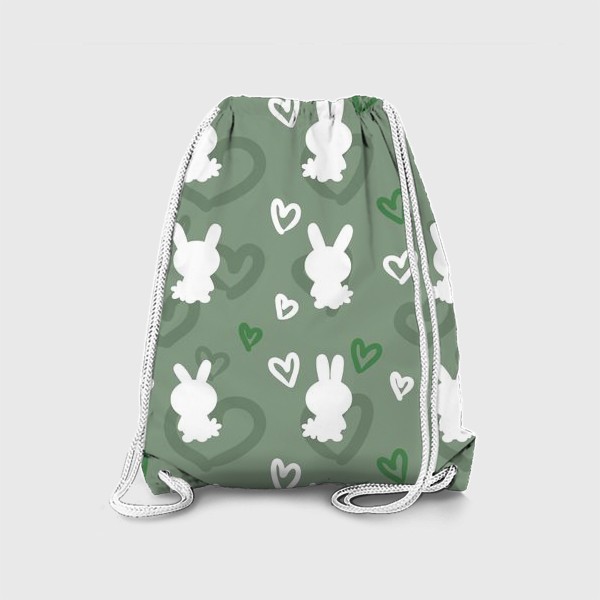 Рюкзак «Кролики и сердечки, пасхальный зеленый»