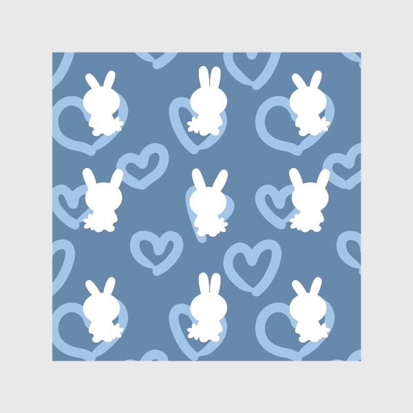 Шторы «Кролики и сердечки, пасхальный голубой»