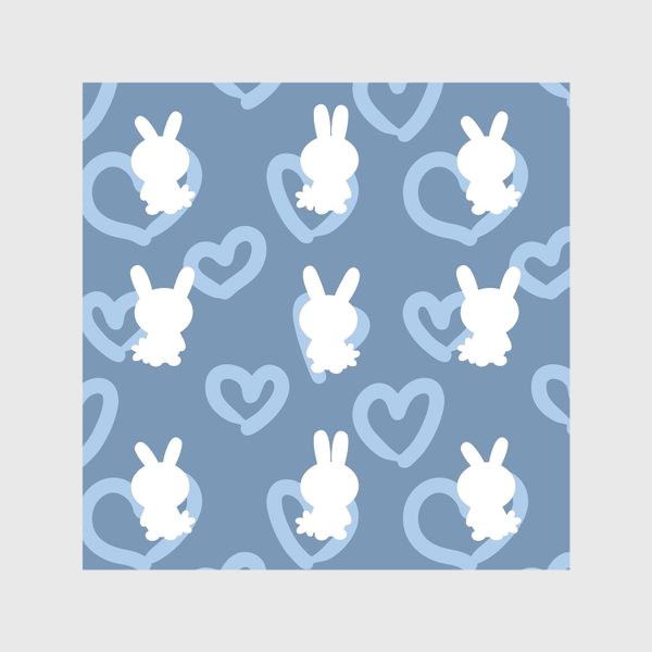 Скатерть «Кролики и сердечки, пасхальный голубой»