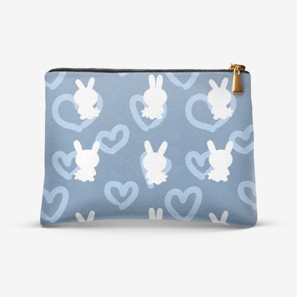 Косметичка «Кролики и сердечки, пасхальный голубой»