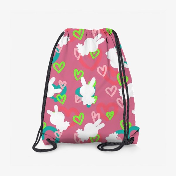 Рюкзак «Кролики и сердечки, пасхальный »