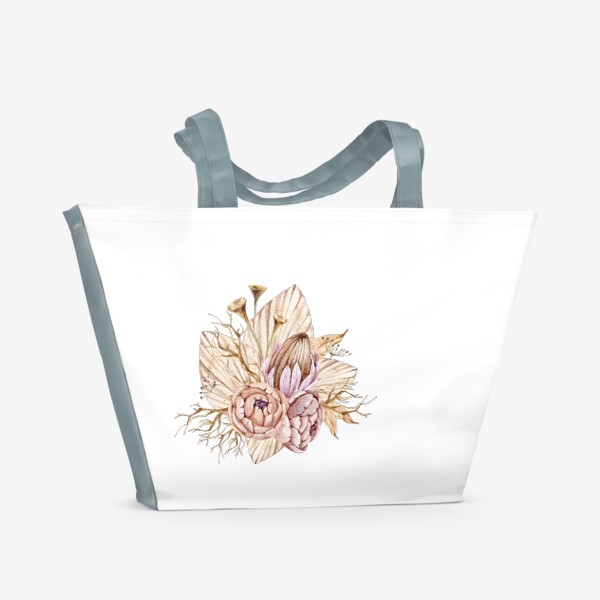 Пляжная сумка &laquo;Бохо букет. Цветочная акварельная иллюстрация. Принт для одежды. Свадебный букет&raquo;