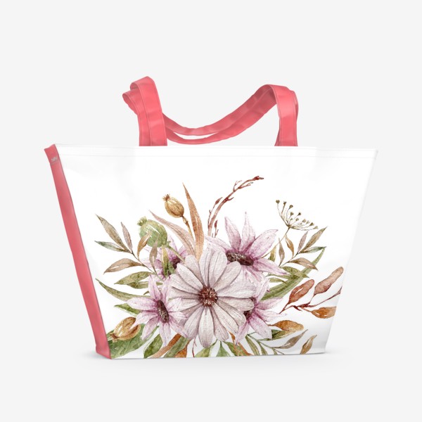 Пляжная сумка «Весенний букет. Цветочная акварельная иллюстрация. Принт для одежды. Свадебный букет»