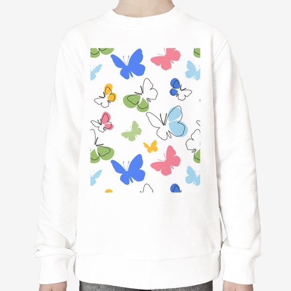 Свитшот «Бабочки.Бесшовный летний паттерн с разноцветными бабочками.»