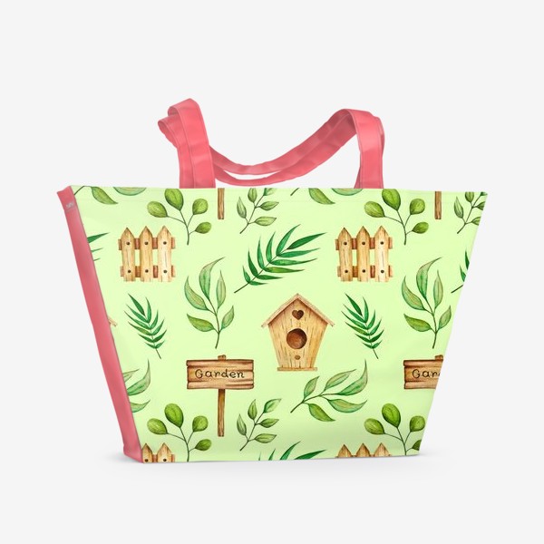 Пляжная сумка «Паттерн. Весна, садоводство.»