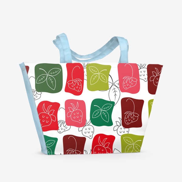 Пляжная сумка «Земляника.Ягоды.Бесшовный летний принт с ягодами земляники.»