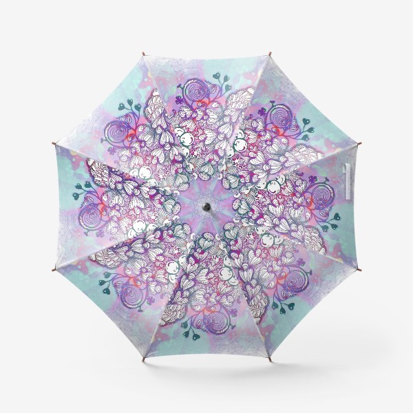 Зонт «Вишенка моя, абстрактный рисунок растительный, вишенки»