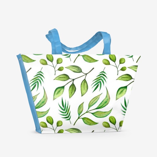 Пляжная сумка «Паттерн. Весенние листья, акварель.»