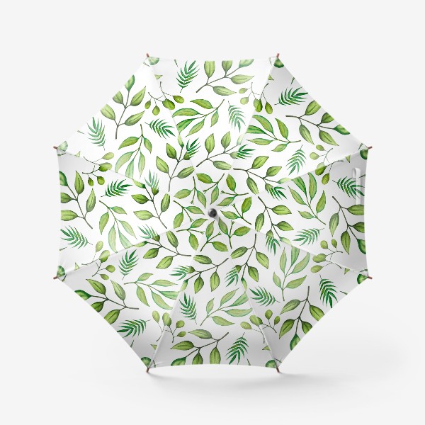 Зонт «Паттерн. Весенние листья, акварель.»