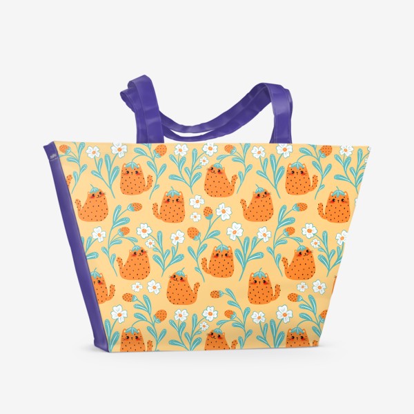 Пляжная сумка «Клубничные котики»