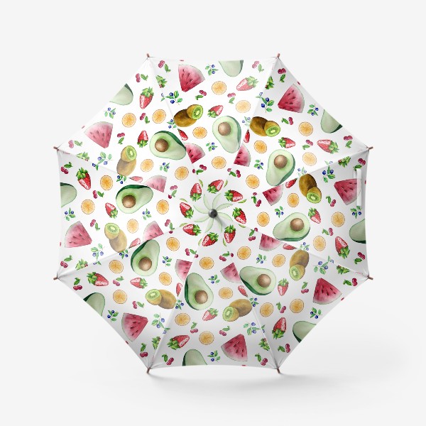 Зонт «Паттерн. Акварельные фрукты и ягоды»