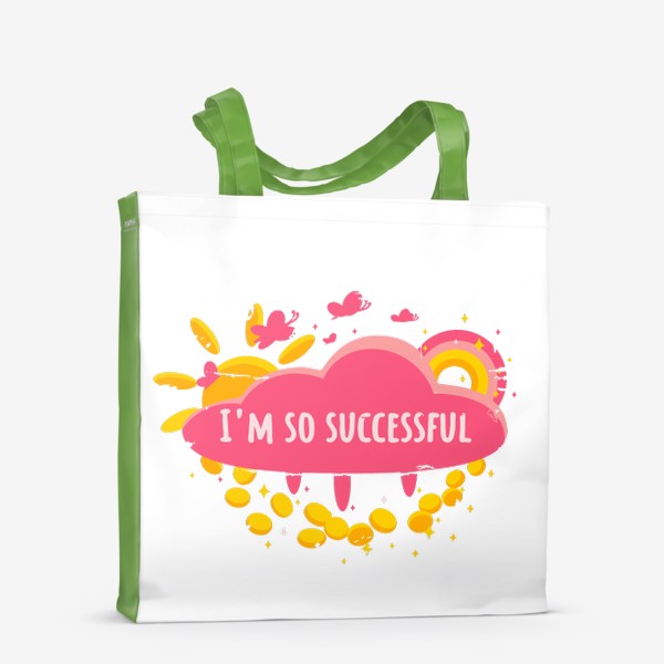 Сумка-шоппер «I'm so successful в розовом цвете. Успех. Мотивация»