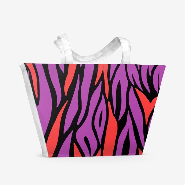 Пляжная сумка «Принт зебра в красном и черном»
