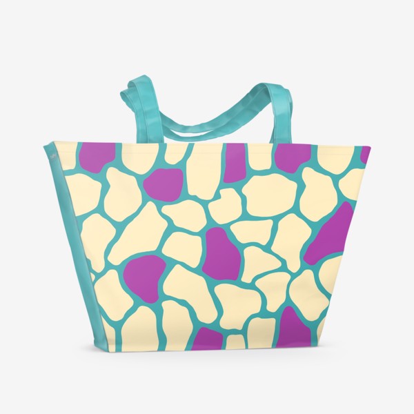 Пляжная сумка «Принт пятна жирафа в белом, розовом и синем»