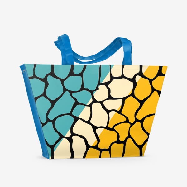 Пляжная сумка «Принт пятна жирафа в желтом и синем цвете»