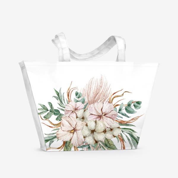 Пляжная сумка «Весенний букет. Цветочная акварельная иллюстрация. Принт для одежды. Свадебный букет.»