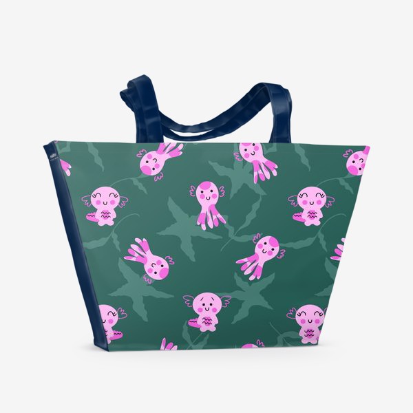 Пляжная сумка «Аксолотли и осьминоги в море»