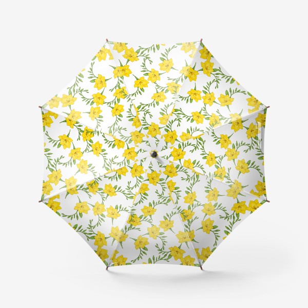 Зонт «паттерн из цветов желтые фрезии, весенний яркий узор цветочный принт»