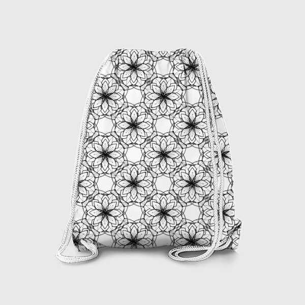 Рюкзак «паттерн из стилизованных цветов графика мандалы черно белый узор»