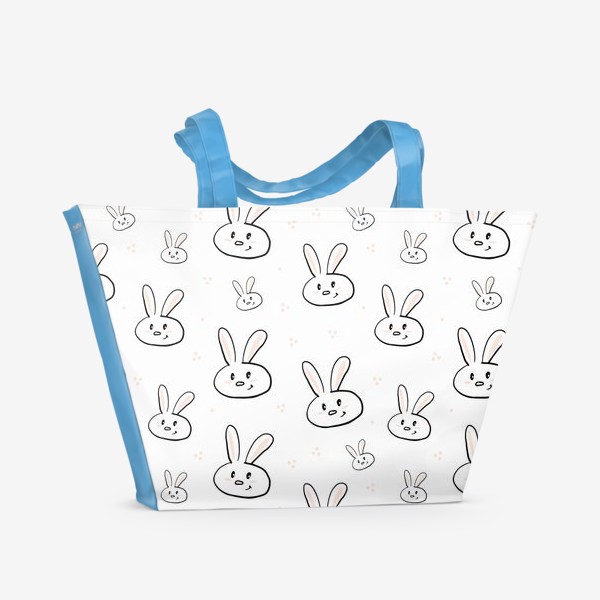 Пляжная сумка «Милый паттерн с контурными зайцами»