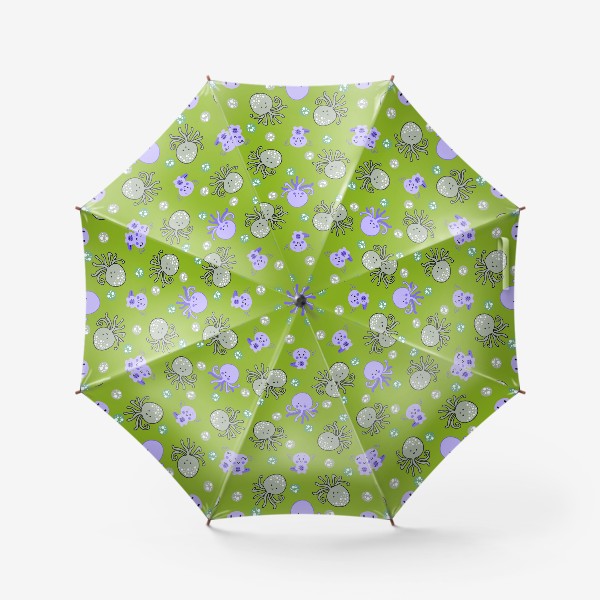 Зонт «Аксолотли и осьминоги на зеленом»