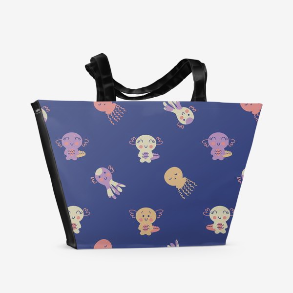 Пляжная сумка «Аксолотли, осьминоги и медузы»