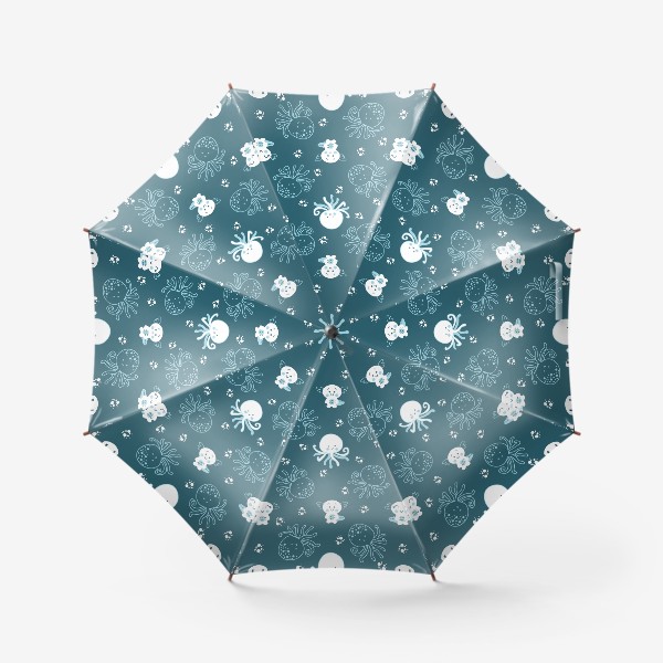 Зонт «Аксолотли и осьминоги, контур»