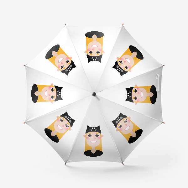 Зонт «Мультяшная девочка в шапке с ушками кота, портрет блондинки в плоском стиле»
