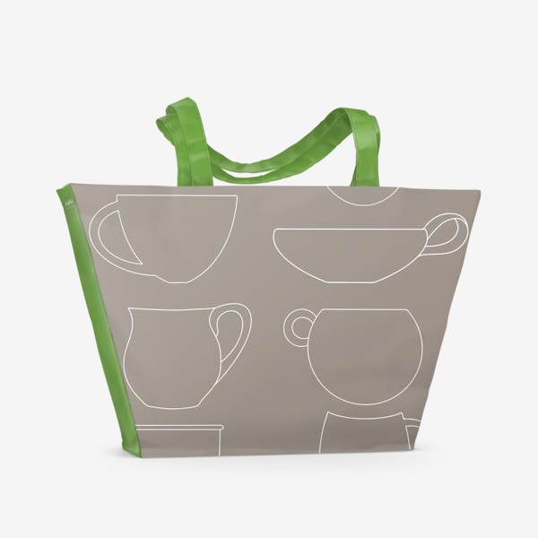 Пляжная сумка &laquo;Чашки разной формы на бежевом фоне&raquo;