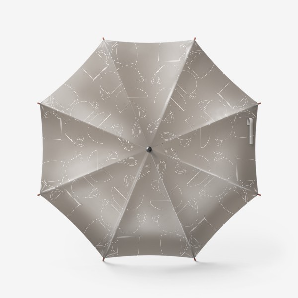 Зонт «Чашки разной формы на бежевом фоне»