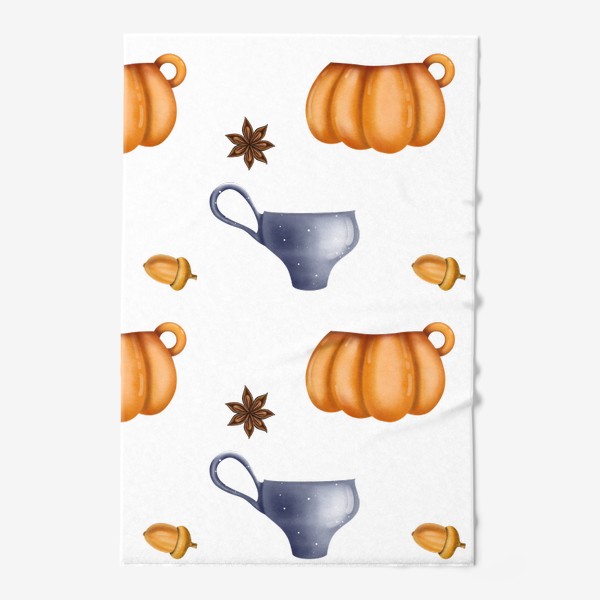 Полотенце «Уютная осень, специи, тыквы, чай, чаепитие, желуди»