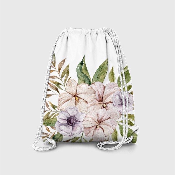 Рюкзак «Букет акварельных цветов. Принт для одежды. Подарок для девушки. Цветочный принт в подарок.»