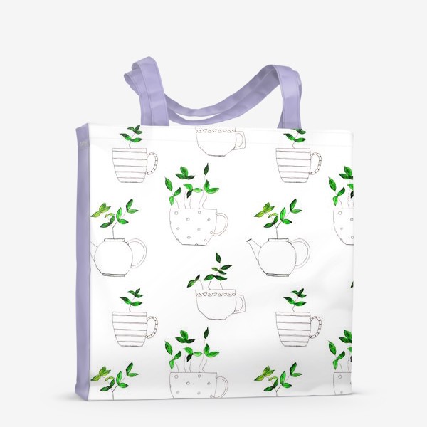 Сумка-шоппер «Tea plants in tea pots / Чайные листики в чашках»