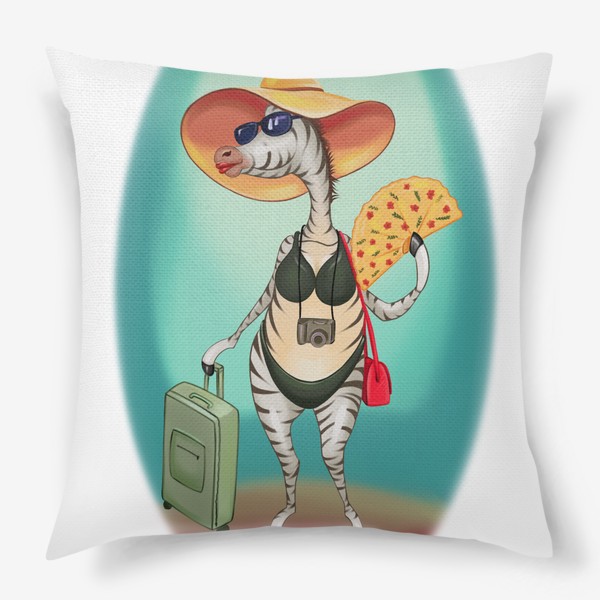 Подушка «Отпуск, жираф, море»