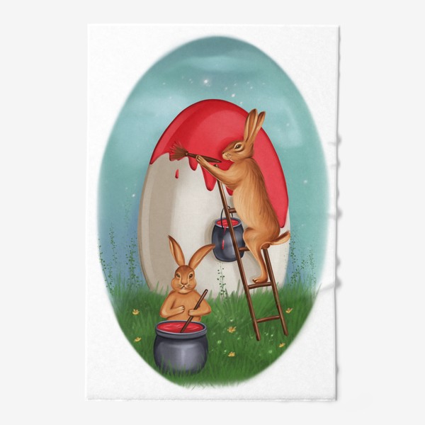 Полотенце «Пасха, Христос Воскрес, кролики, яйца»