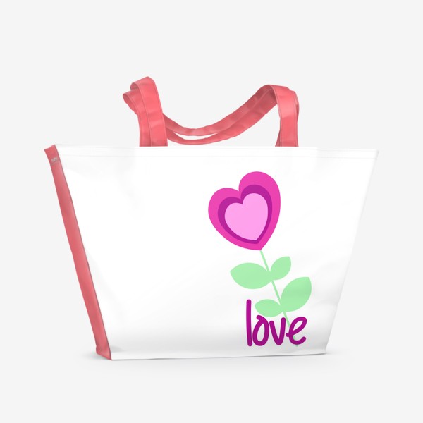 Пляжная сумка &laquo;Цветок в форме сердца. Принт любовь.&raquo;