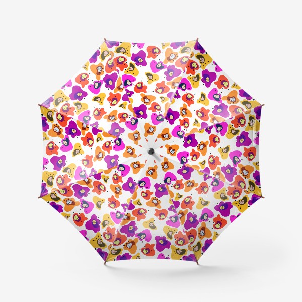 Зонт «Цветочный узор фиолетовый красный желтый оранжевый. Абстракция»