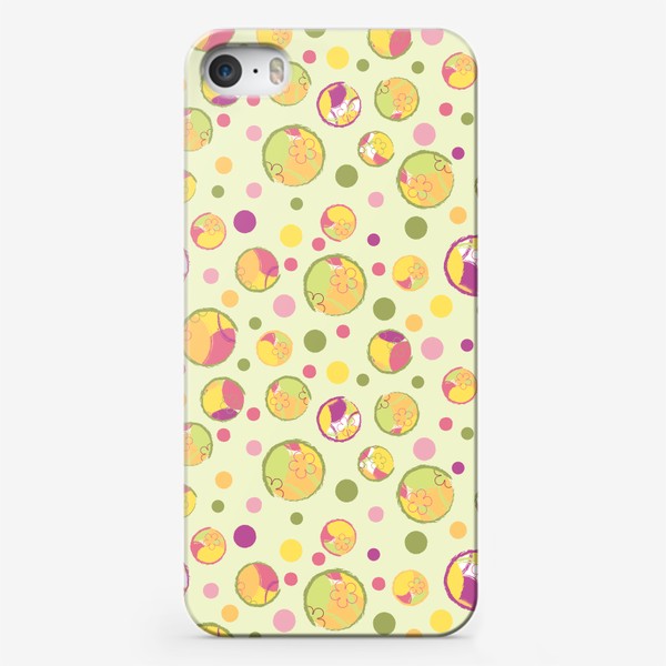 Чехол iPhone «Цветы.Бесшовный летний принт с цветами и кругами в акварельной технике.»
