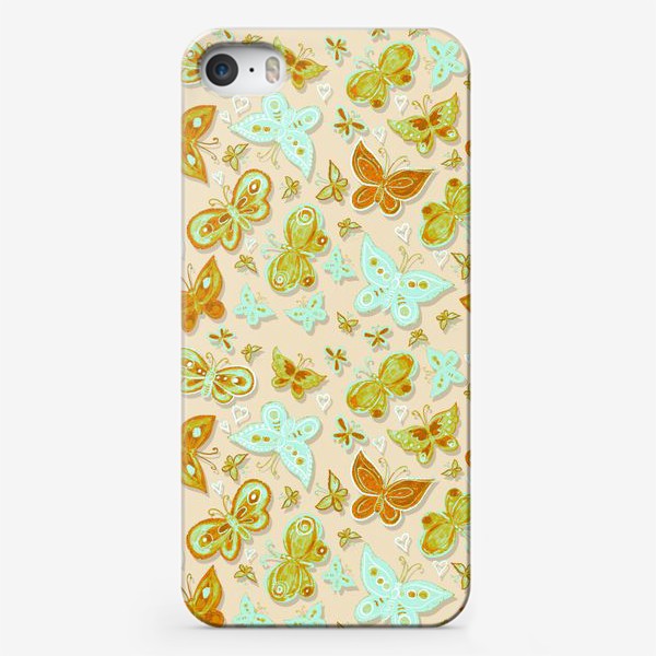 Чехол iPhone «Нежные бабочки гуашью и масляной пастелью  на нежном кремовом пастельном фоне»