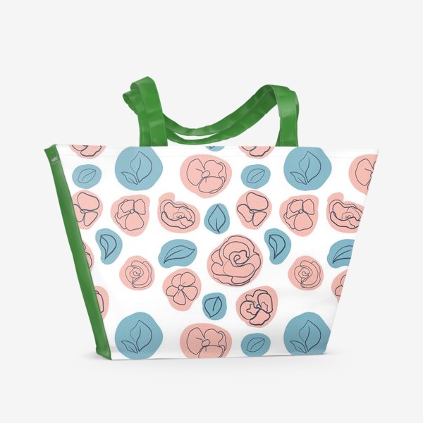 Пляжная сумка «Цветы розовый и голубой »