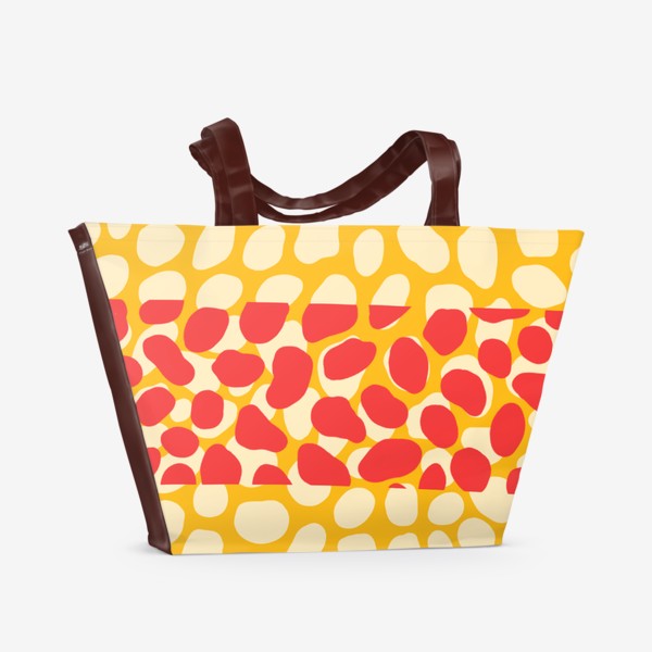 Пляжная сумка «Принт пятна жирафа в желтом и красном цвете»