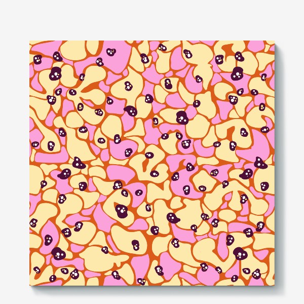 Холст «Рисунок камуфляж абстракция желтый с розовым»