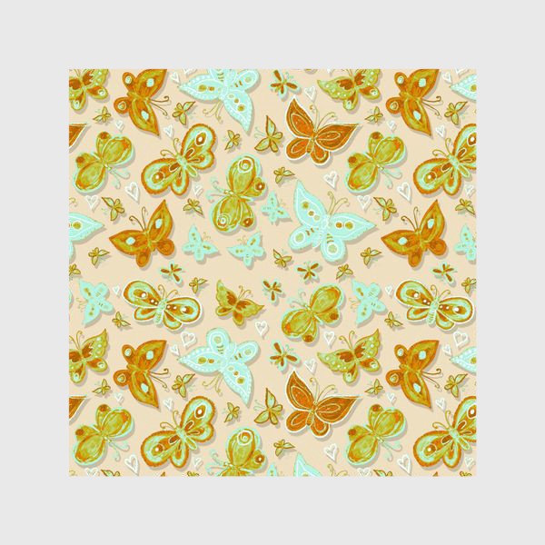 Шторы «Нежные бабочки гуашью и масляной пастелью  на нежном кремовом пастельном фоне»