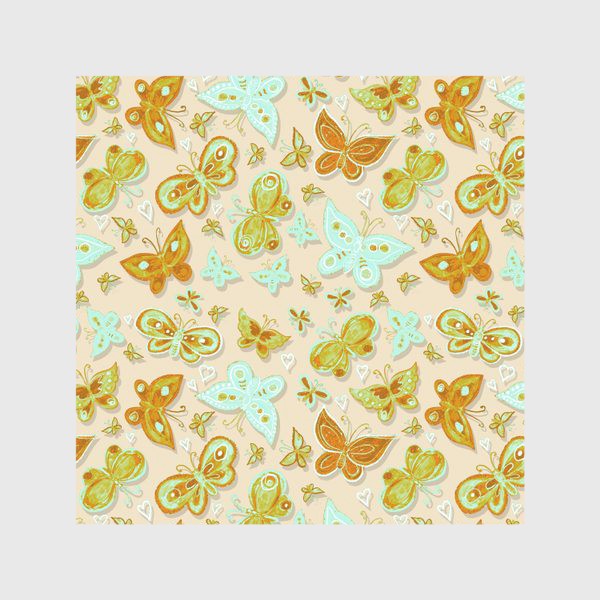 Скатерть «Нежные бабочки гуашью и масляной пастелью  на нежном кремовом пастельном фоне»