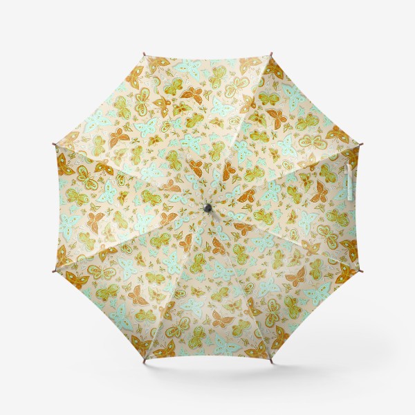 Зонт &laquo;Нежные бабочки гуашью и масляной пастелью  на нежном кремовом пастельном фоне&raquo;