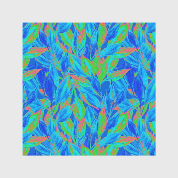 Скатерть «Живописный растительный паттерн с листьями гуашью. Хроматическая аберрация, текстурный рисунок с мазками кистью.»