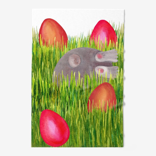 Полотенце &laquo;Пасхальный кролик прячит пасхальные яйца в траве&raquo;